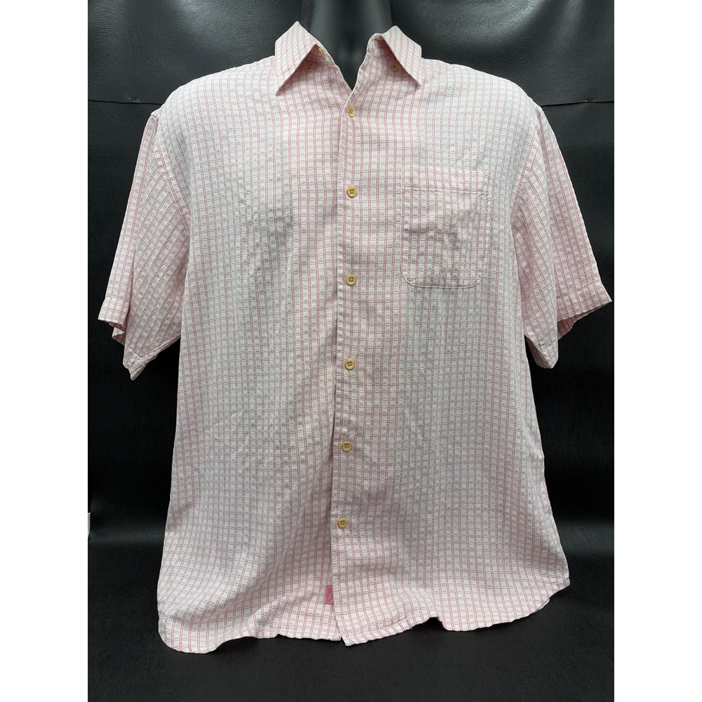 Tommy Bahama Mens Plaid Shirt Short Sleeve Button Up Casual